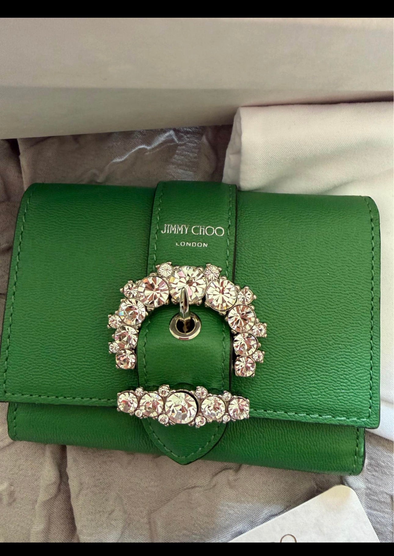 JIMMY CHOO
Calfskin Crystal Cheri Compact Wallet