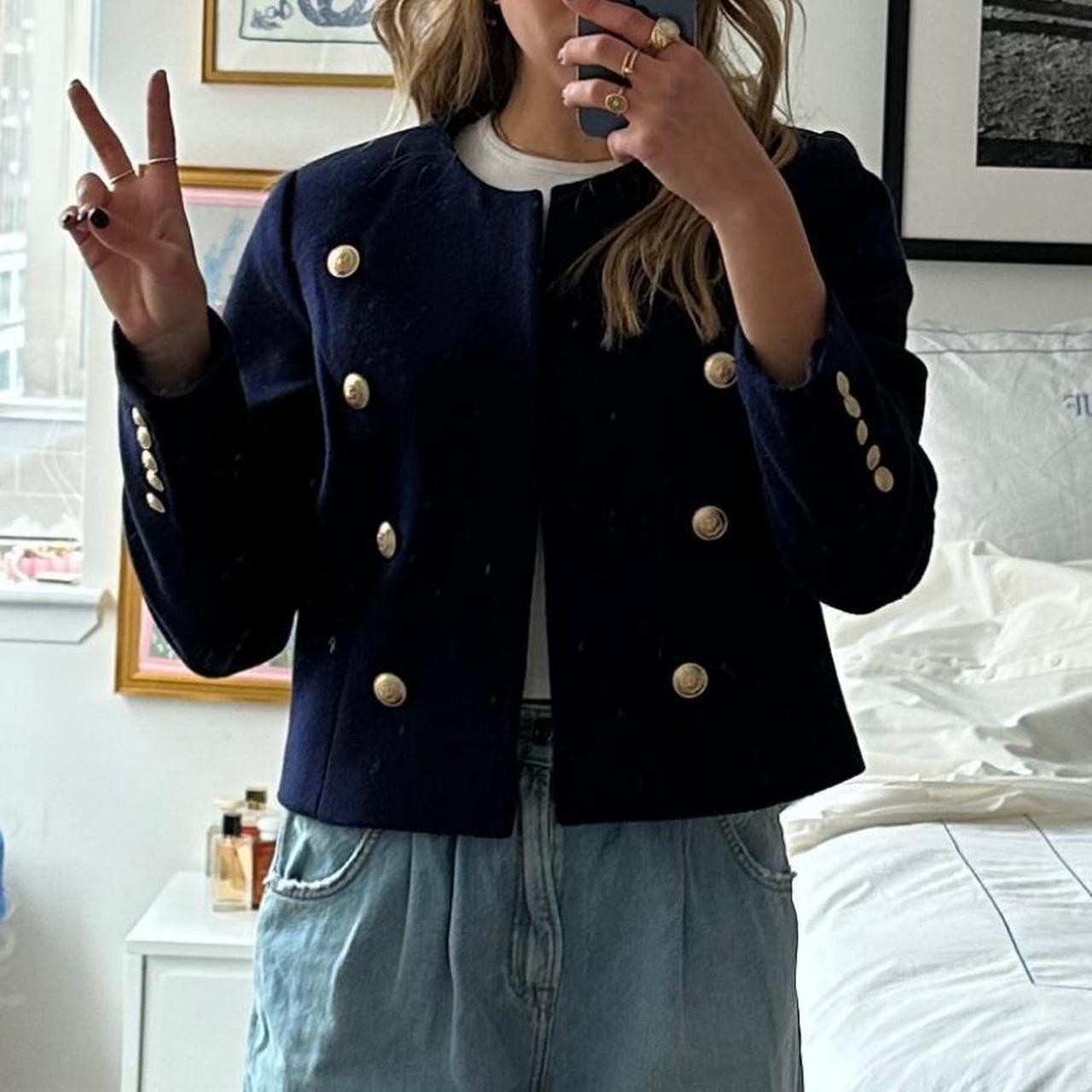lagence size 4 cropped navy jacket
